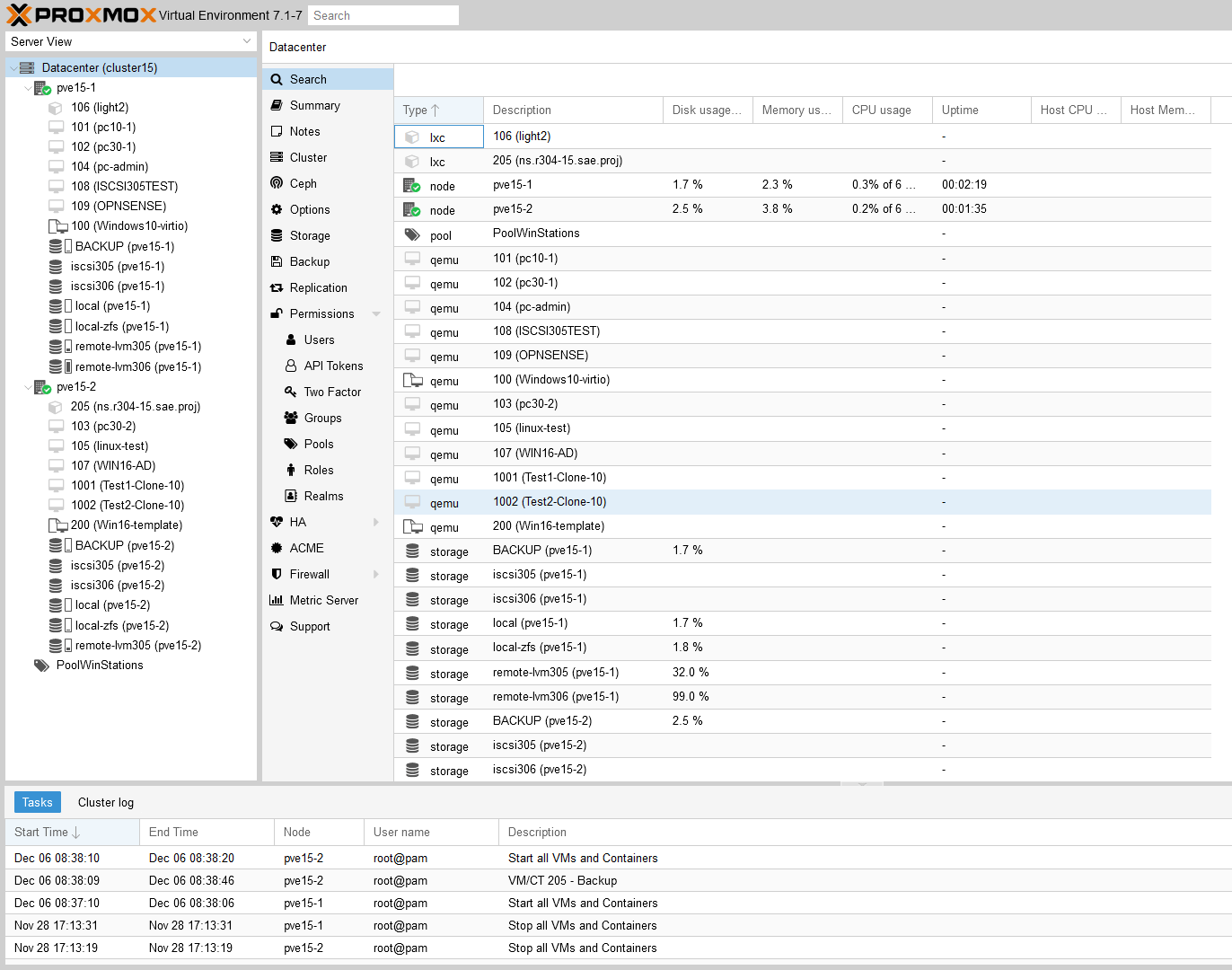 Interface Proxmox